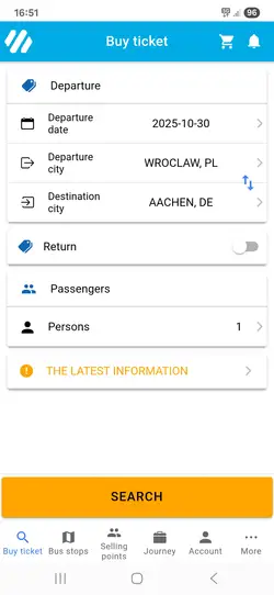 Select Your Route and Travel Date